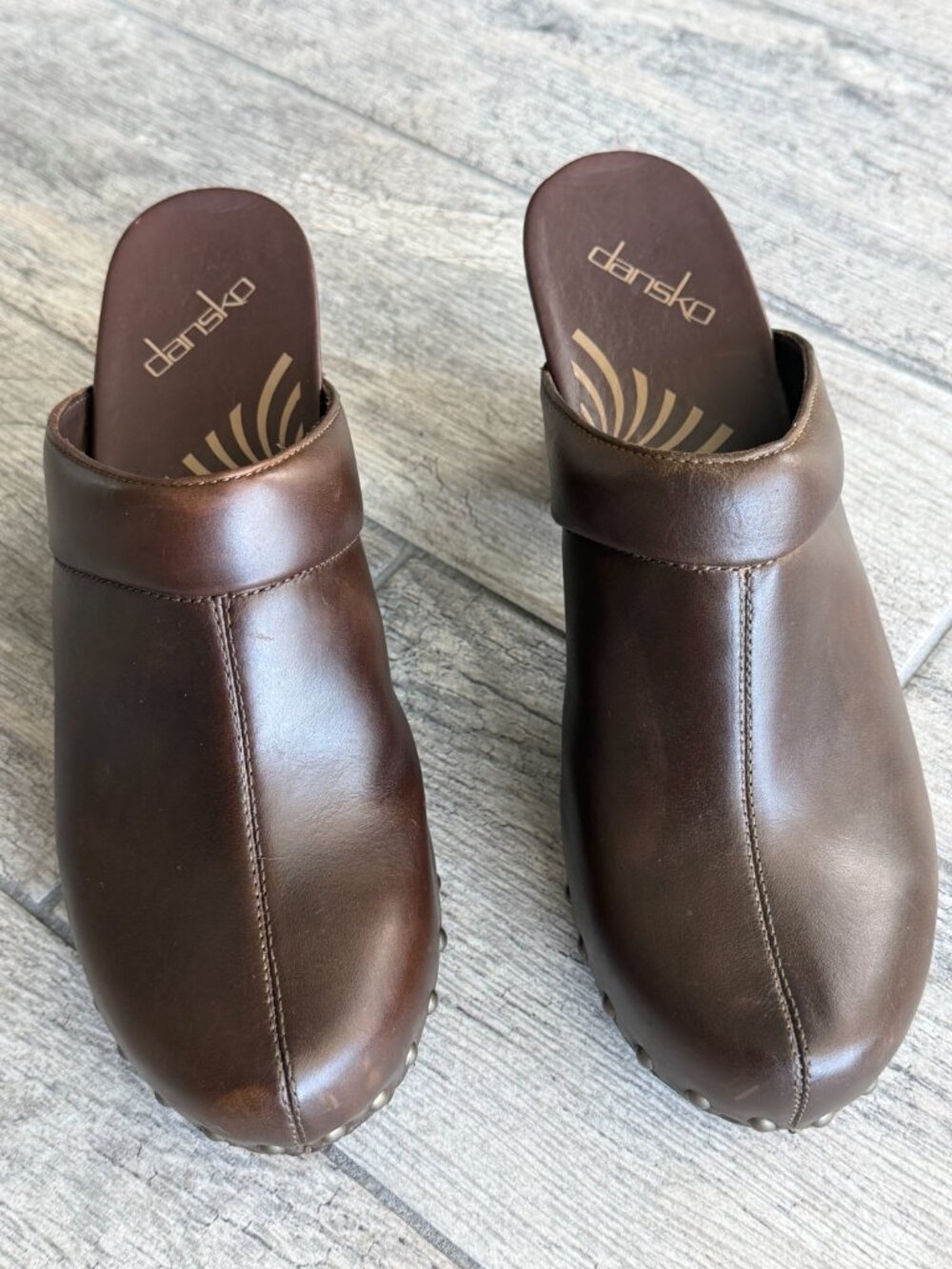 Dansko Rae Brown Crazy Horse Studded Mule Clog, NWT